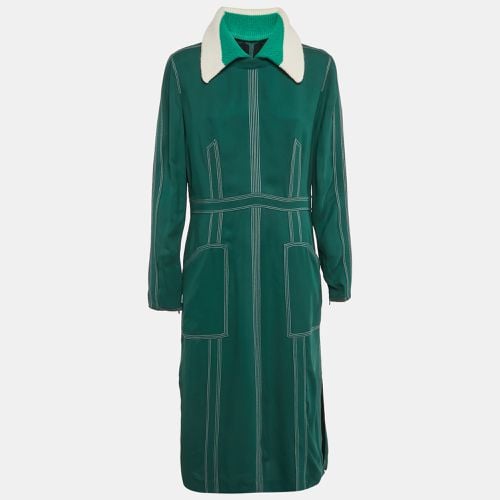 Crepe Detachable Knit Collar Midi Dress L - Burberry - Modalova