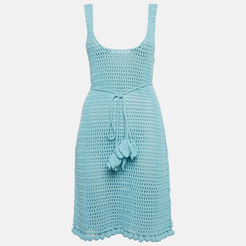 Crochet Belted Sheer Tank Dress L - Burberry - Modalova
