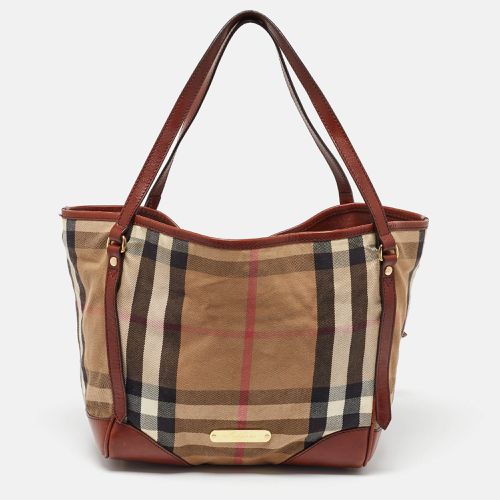 Beige House Check Canvas and Leather Canterbury Tote - Burberry - Modalova