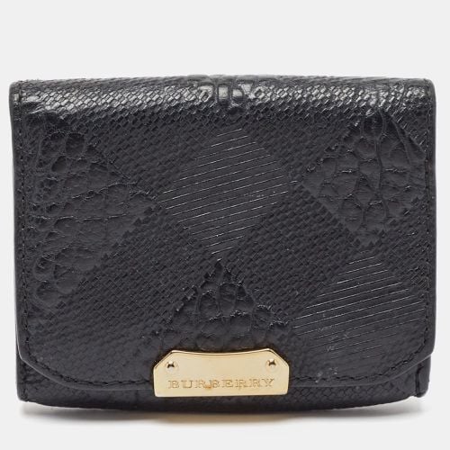 Embossed Check Leather Flap Card Case - Burberry - Modalova