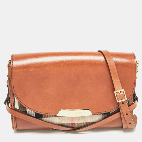 Beige House Check Canvas and Leather Abbott Shoulder Bag - Burberry - Modalova