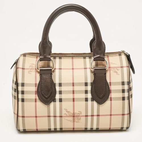 Brown Haymarket Check PVC and Leather Chester Boston Bag - Burberry - Modalova