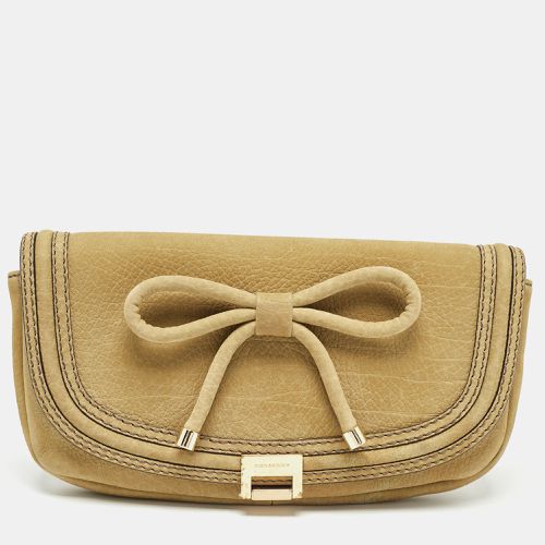 Nubuck Leather Bow Flap Clutch - Burberry - Modalova