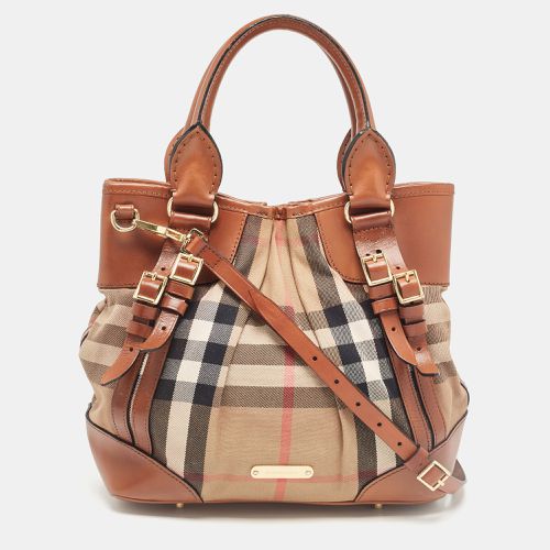 House Check Fabric and Leather Bridle Tote - Burberry - Modalova