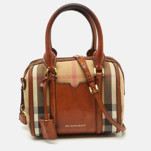 Brown House Check Canvas and Leather Alchester Satchel - Burberry - Modalova