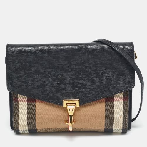 Leather and Fabric Small Macken Crossbody Bag - Burberry - Modalova