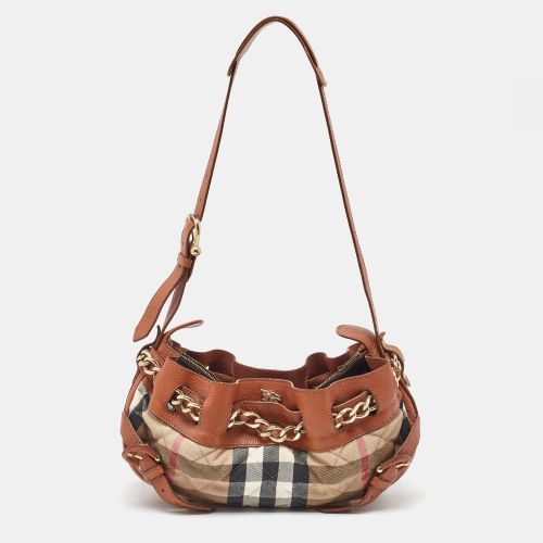 Beige Leather and Quilted House Check Canvas Margaret Shoulder Bag - Burberry - Modalova