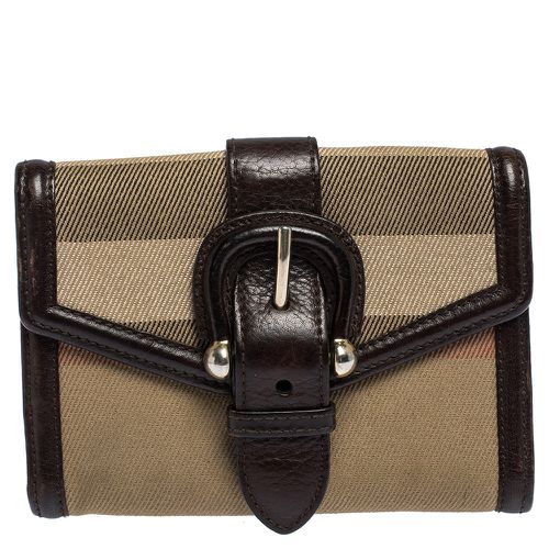 Beige Nova Check Canvas and Leather Buckle Compact Wallet - Burberry - Modalova