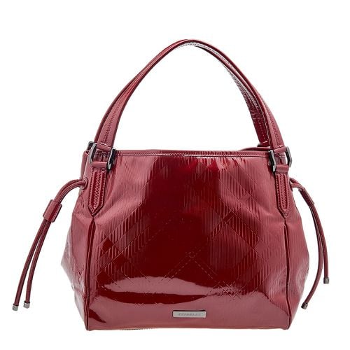 Check Embossed Patent Leather Bilmore Tote - Burberry - Modalova