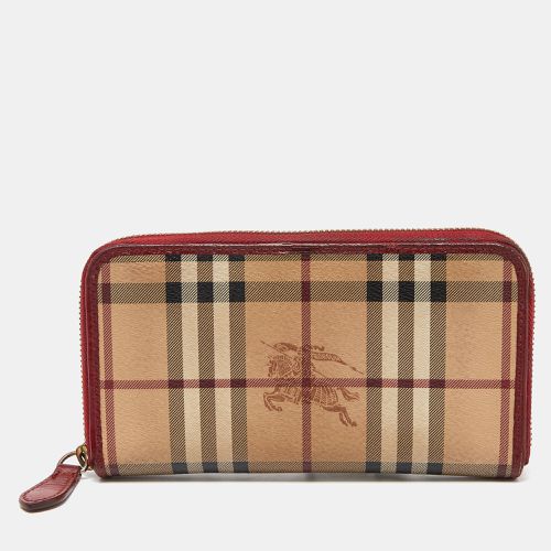 Red Haymarket Check Coated Canvas Zip Around Wallet - Burberry - Modalova