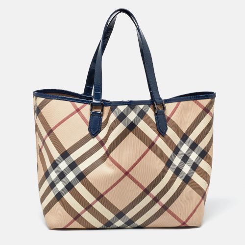 Blue Nova Check PVC and Patent Leather Shopper Tote - Burberry - Modalova