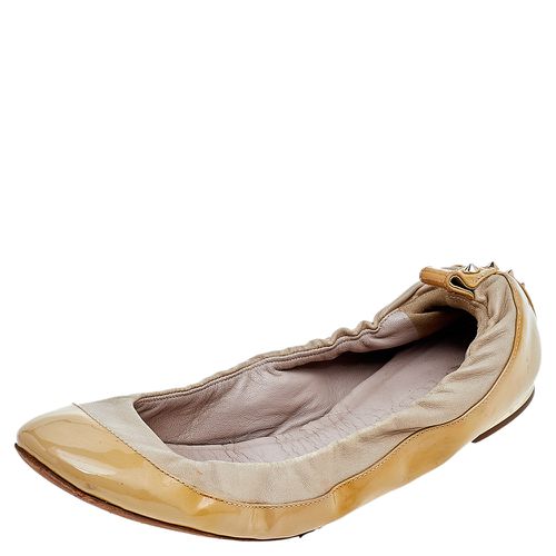 Patent And Leather Scrunch Ballet Flats Size 36 - Burberry - Modalova