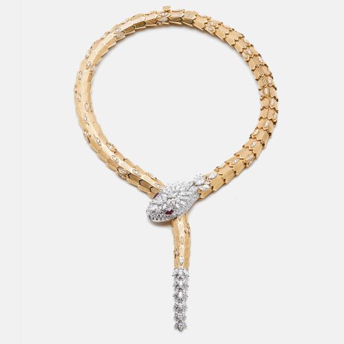 Serpenti Diamonds Rubies 18k Two Tone Necklace - Bvlgari - Modalova