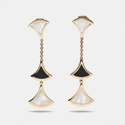 Divas' Dream Onyx Mother of Pearl 18k Rose Dangle Earrings - Bvlgari - Modalova