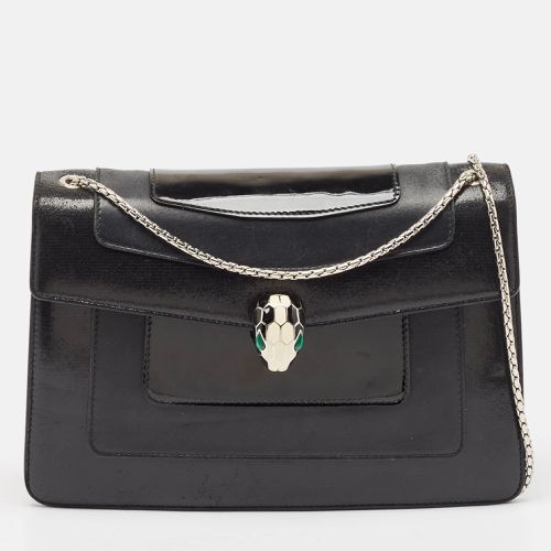 Leather and Patent Leather Medium Serpenti Forever Flap Shoulder Bag - Bvlgari - Modalova