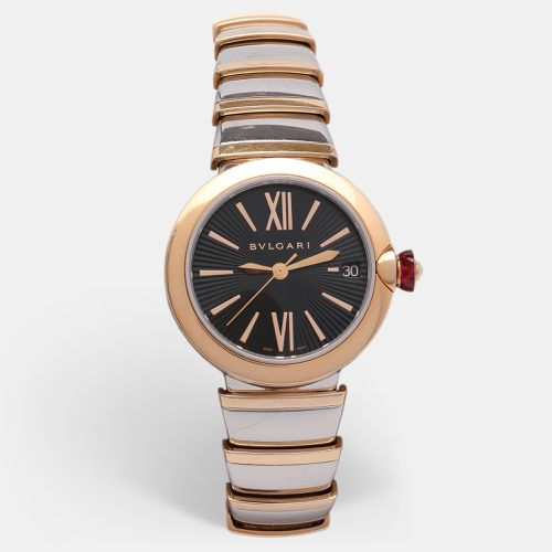 Black 18k Yellow Gold and Stainless Steel LVCEA LUP33SG Women's Wristwatch 33 mm - Bvlgari - Modalova