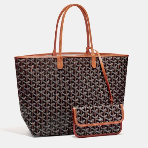 Tan ine Coated Canvas and Leather Saint Louis PM Tote Bag - Goyard - Modalova