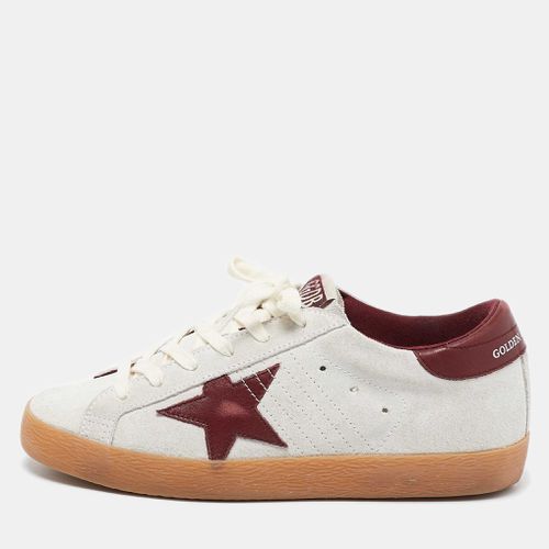 Silver/Burgundy Leather and Suede Superstar Lace Up Sneakers Size 36 - Golden Goose - Modalova