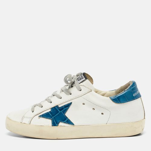 Crocodile Leather and Leather Superstar Lace Up Sneakers Size 37 - Golden Goose - Modalova