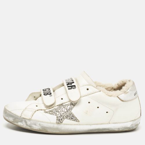 Silver Leather and Glitter Old School Sneakers Size 39 - Golden Goose - Modalova