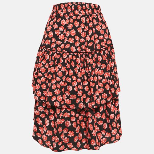 Red Floral Print Lindale Crepe Tiered Short Skirt L - Ganni - Modalova