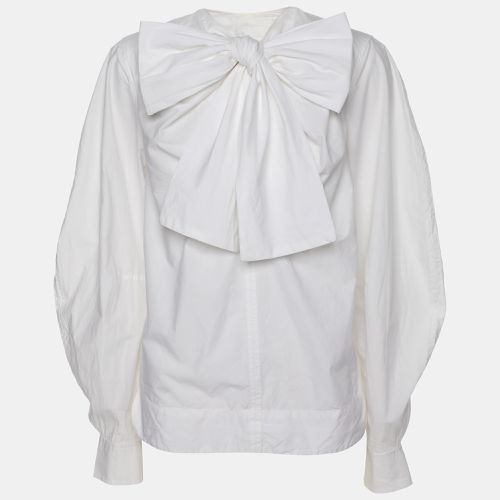 Cotton Cropped Sleeve Bow Top XS - Ganni - Modalova