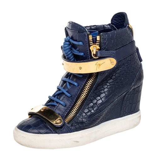 Croc Embossed Leather Coby Wedge Sneakers Size 38.5 - Giuseppe Zanotti - Modalova