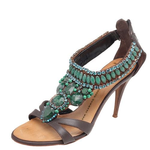 Leather Crystal Embellished Ankle Strap Sandals Size 35 - Giuseppe Zanotti - Modalova