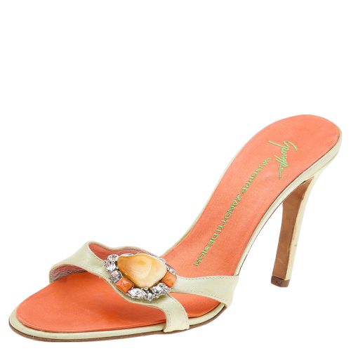 Neon Satin Crystal Embellished Sandals Size 37 - Giuseppe Zanotti - Modalova