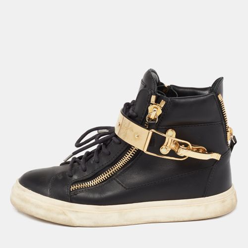 Gold Leather Coby High Top Sneakers Size 37 - Giuseppe Zanotti - Modalova