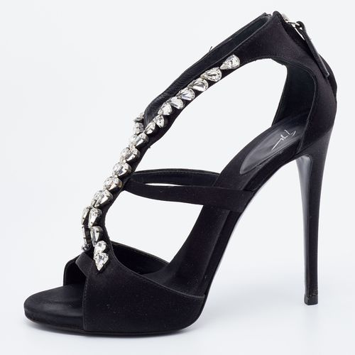 Satin Crystal Embellished Strappy Sandals Size 37.5 - Giuseppe Zanotti - Modalova