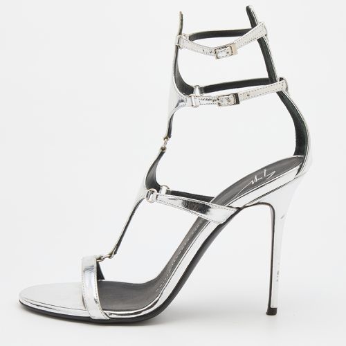 Silver Patent Leather Strappy Gladiator Sandals Size 37.5 - Giuseppe Zanotti - Modalova