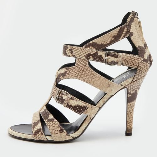 Off /Brown Python Embossed Leather Strappy Sandals Size 38 - Giuseppe Zanotti - Modalova