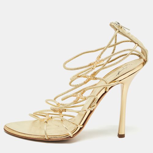 Gold Leather Strappy Open Toe Sandals Size 38.5 - Giuseppe Zanotti - Modalova