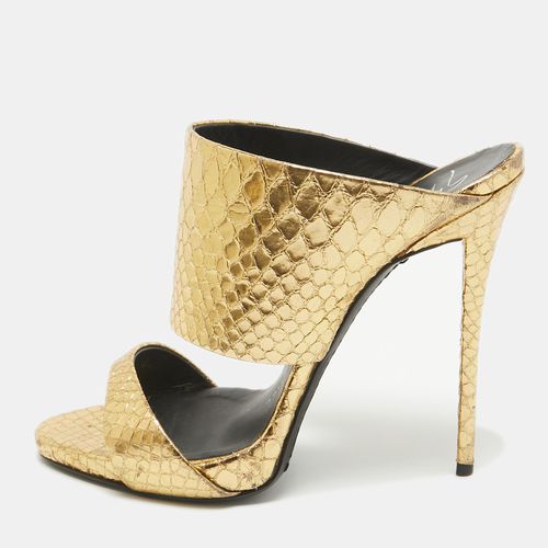 Embossed Python Andrea Slide Sandals Size 37 - Giuseppe Zanotti - Modalova