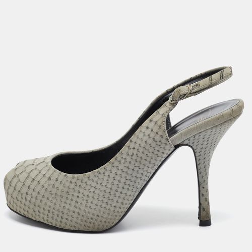 Embossed Python Peep Toe Platform Slingback Pumps Size 37.5 - Giuseppe Zanotti - Modalova