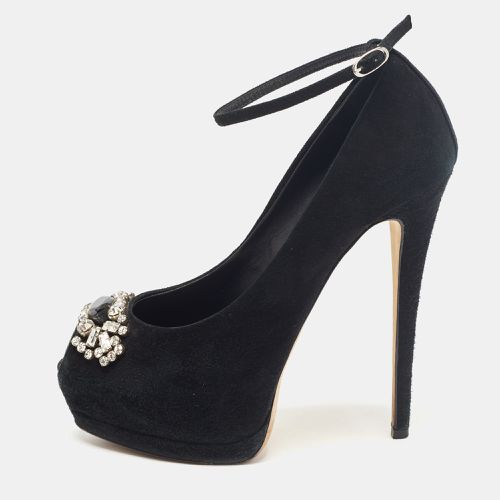 Suede Crystal Embellished Peep Toe Pumps Size 37 - Giuseppe Zanotti - Modalova