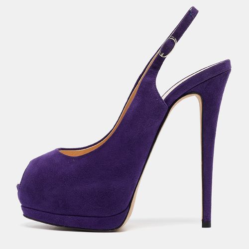 Suede Peep Toe Slingback Pumps Size 40 - Giuseppe Zanotti - Modalova