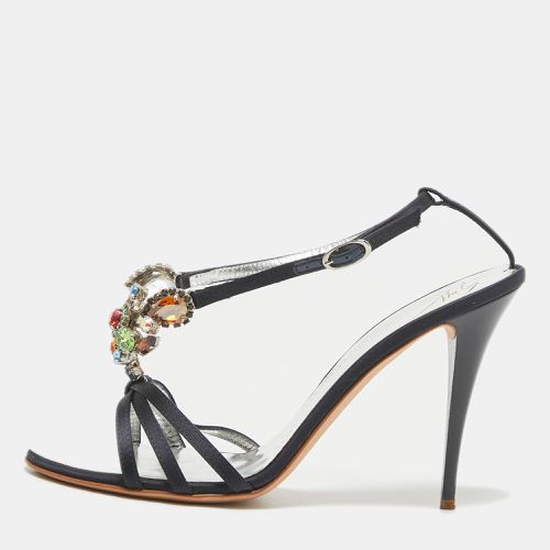 Satin Crystals Embellished Ankle Strap Sandals Size 39.5 - Giuseppe Zanotti - Modalova