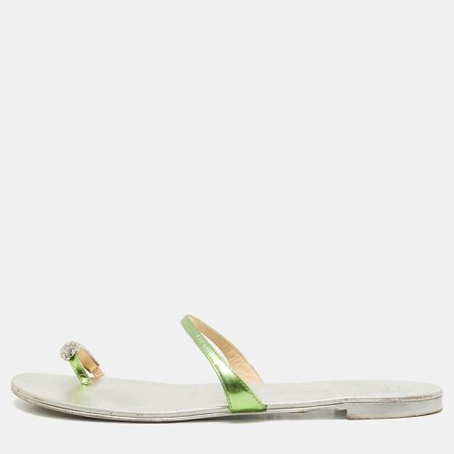 Leather Crystal Embellished Toe Ring Flat Slides Size 41 - Giuseppe Zanotti - Modalova