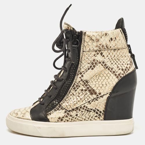 Black Leather and Python Embossed Leather Coby Sneakers Size 36.5 - Giuseppe Zanotti - Modalova