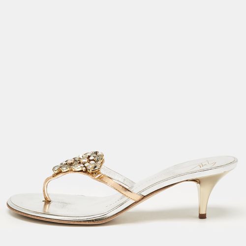 Leather Slide Crystal Embellished Sandals Size 38.5 - Giuseppe Zanotti - Modalova