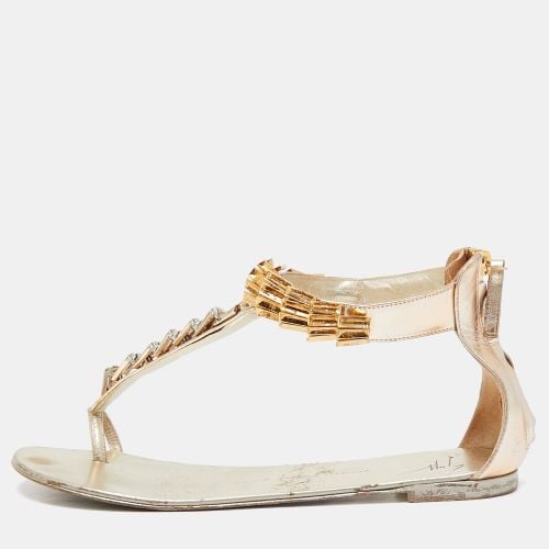 Leather Embellished Ankle Strap Flat Sandals Size 41 - Giuseppe Zanotti - Modalova