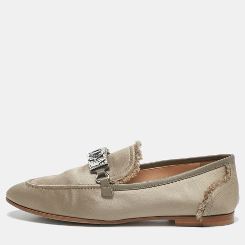 Grey Satin Letizia Crystal Embellished Loafers Size 39 - Giuseppe Zanotti - Modalova