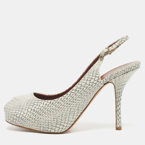 White Python Embossed Leather Peep Toe Slingback Pumps Size 41 - Giuseppe Zanotti - Modalova