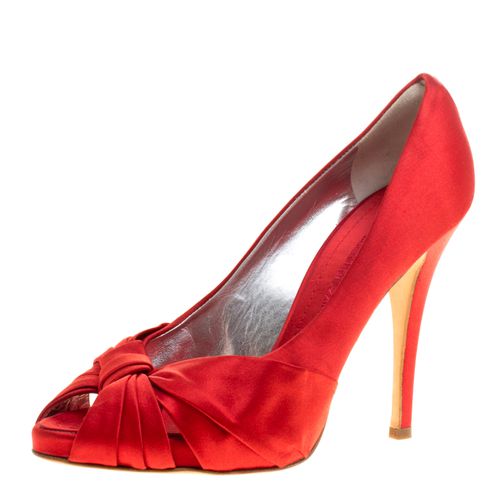 Satin Criss Cross Peep Toe Pumps Size 38 - Giuseppe Zanotti - Modalova