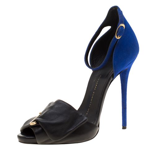 Leather And Blue Suede Safety Pin Ankle Strap Sandals Size 37 - Giuseppe Zanotti - Modalova