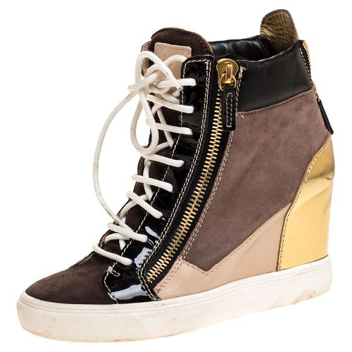 Tricolor Suede Leather Wedge Sneakers Size 38 - Giuseppe Zanotti - Modalova