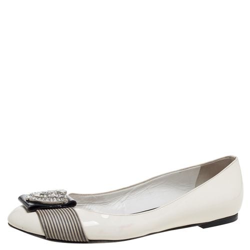 Patent Leather And Striped Fabric Crystal Embellished Ballet Flats Size 38 - Giuseppe Zanotti - Modalova