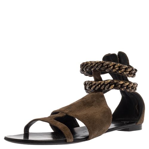 Suede Chained Ankle Strap Flat Sandals Size 40 - Giuseppe Zanotti - Modalova